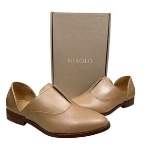 Nisolo Women Emma D'Orsay‎ Oxford Almond Tan Leather Slip On Cushioned Size 7.5